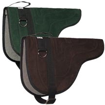 Bareback pads come in many price ranges;  the advantage of this bareback pad is that it has heavy rings for the breast collar.  Disadvantage is the buckle arrangement for the cinch.
