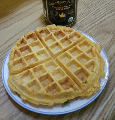 easy sweet potato waffle made with leftovers