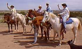 Gals enjoying experienced horseback rides at Makarios Ranch, Santa Fe county New Mexico. Scenic Galisteo Basin. Gals enjoying experienced horseback rides at Makarios Ranch, Santa Fe county New Mexico. Scenic Galisteo Basin.
